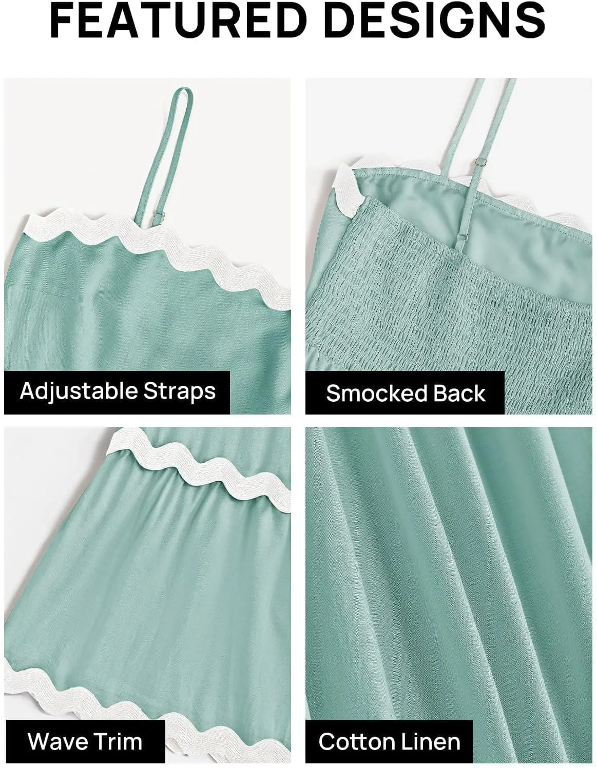 ZESICA Women's 2025 Summer Spaghetti Straps Sleeveless Backless Sundress Flowy Smocked Lace Swing A Line Midi Dress