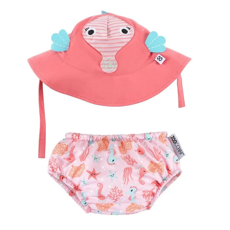 Zoocchini UPF50  Baby Swim Diaper & Sun Hat Set (6-12 months)