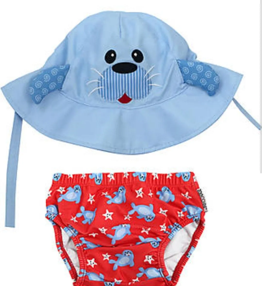 Zoocchini UPF50  Baby Swim Diaper & Sun Hat Set (Large 12-24months)
