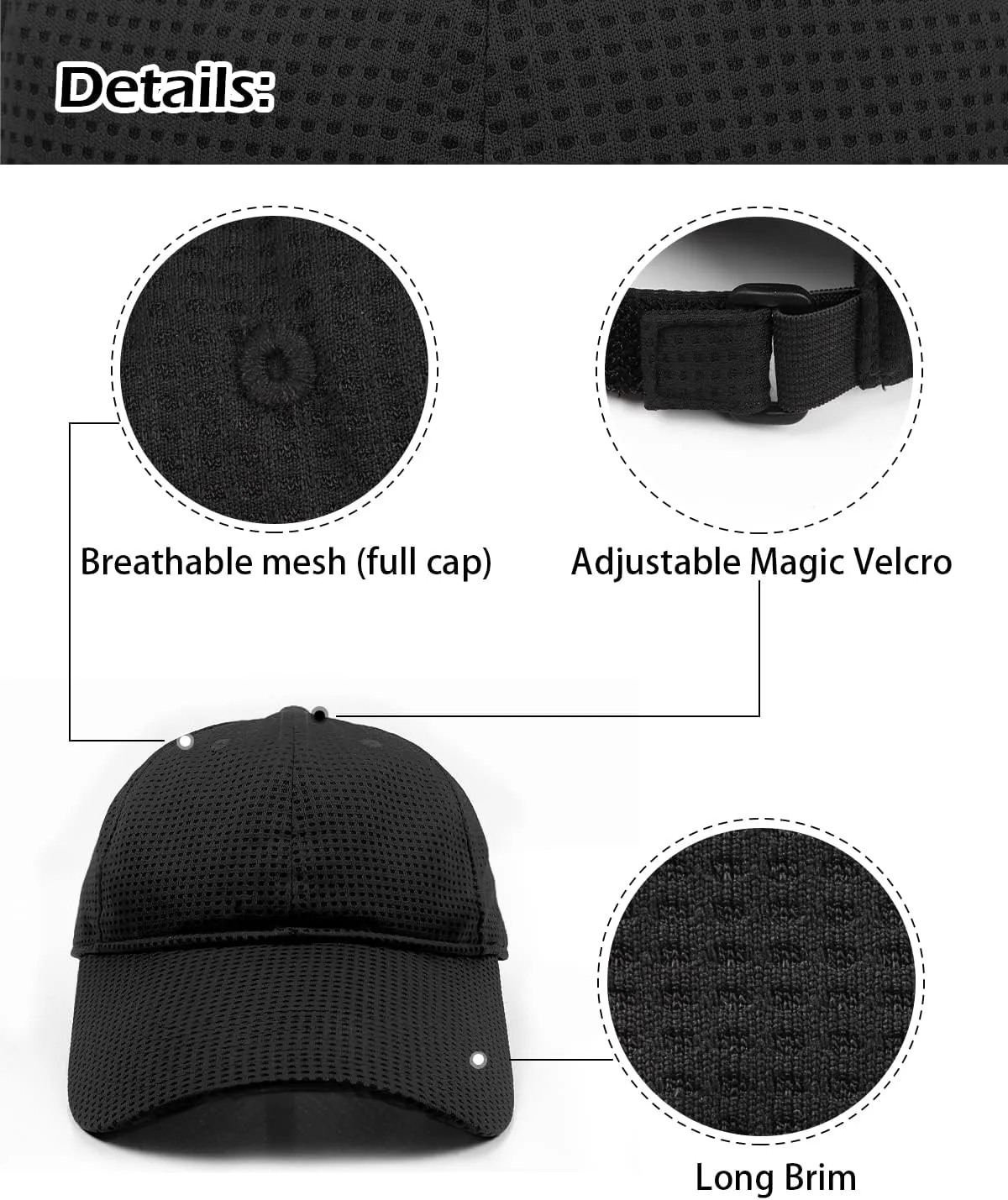 Zylioo Oversize XXL Baseball Cap,Long Brim Mesh Cap for Big Heads 22"-25",Large Summer Sun Hat