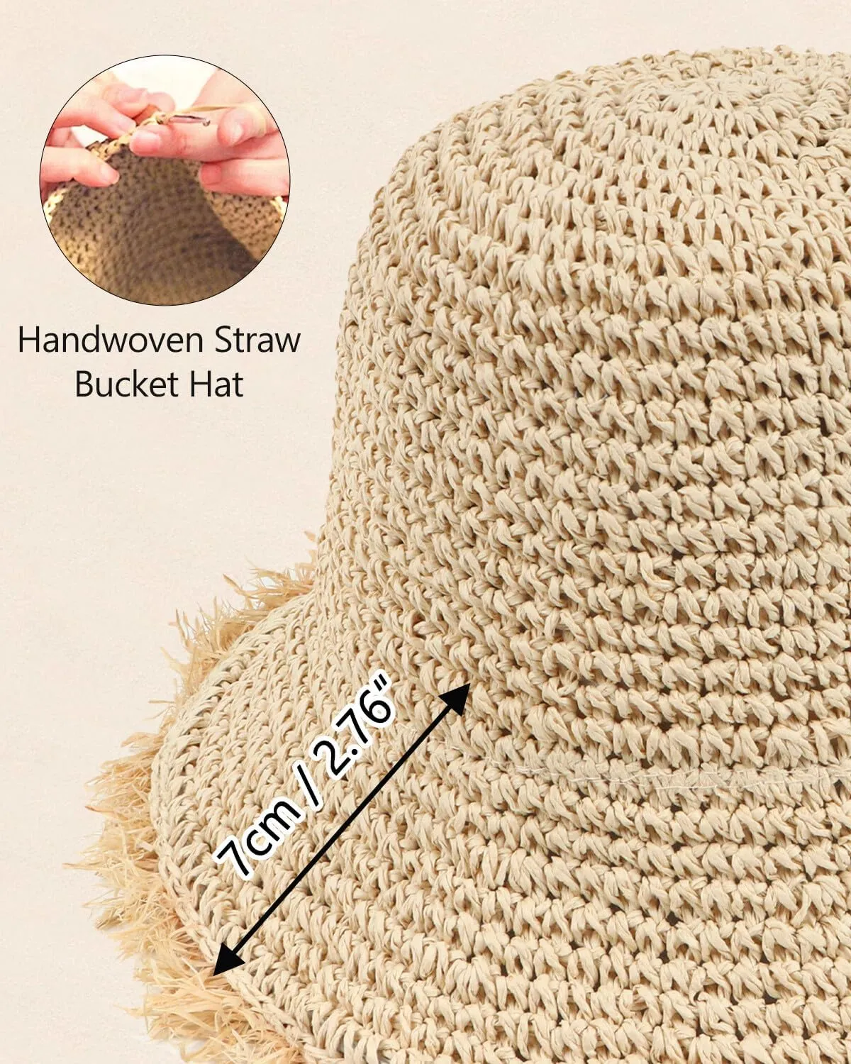 Zylioo XXL Oversize Straw Bucket Hats,Large Summer Travel Hats,Shapeable Wide Brim UPF 50 Beach Sun Hats Packable